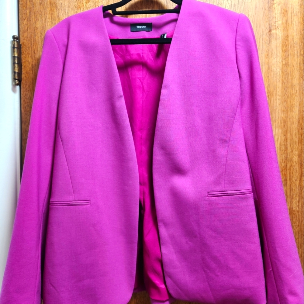 Womens Theory lined peplum blazer